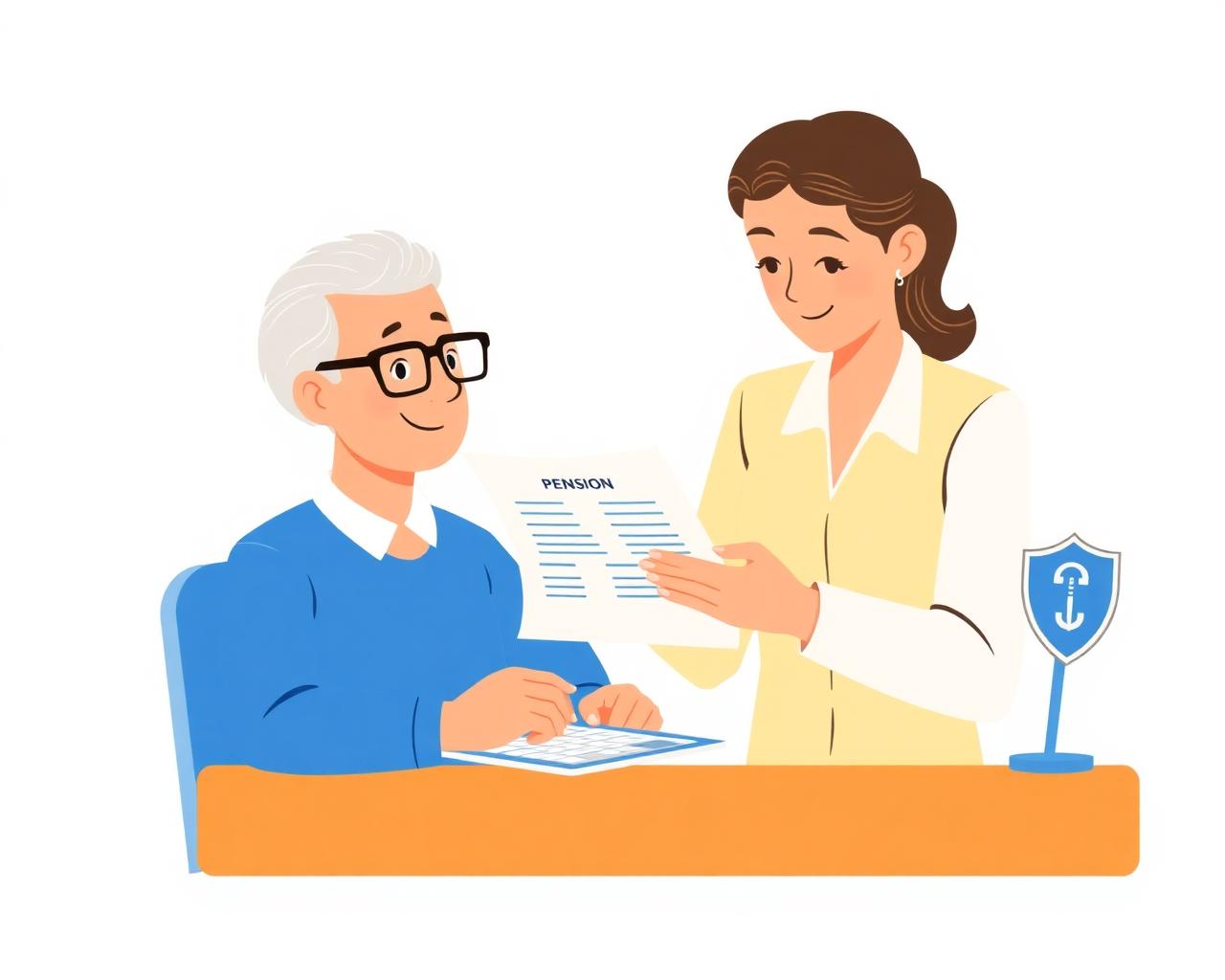 Consultora previdenciária orientando um cliente sobre benefícios